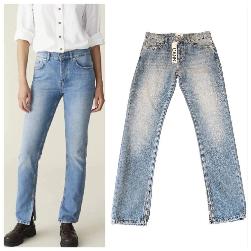 NWT‎ GANNI classic denim slit jeans.  Size 28X32.